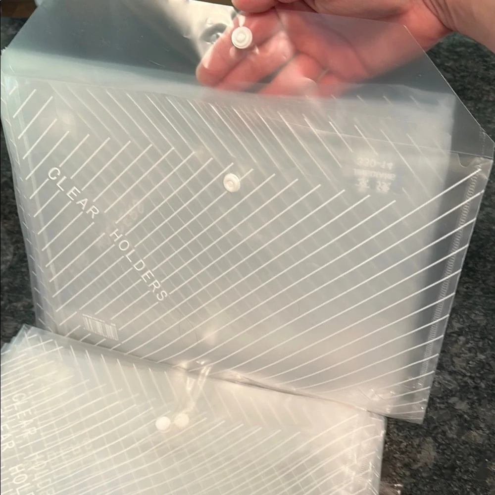 20 x Clear Document Holders Button Snap Closure Letter Size 8.5”x11” holder NWOT